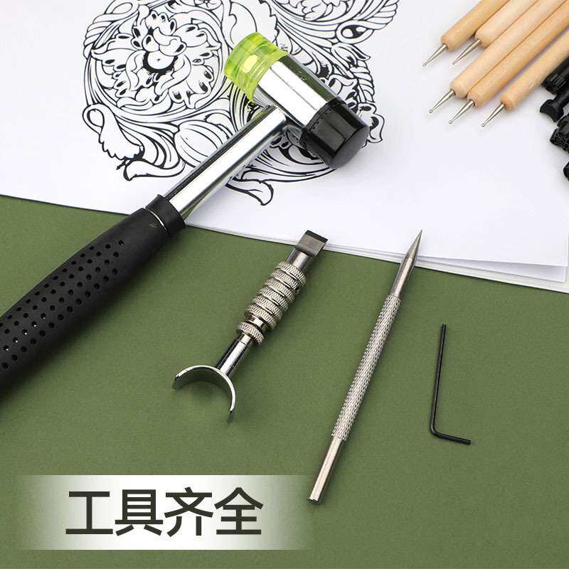 多规格印花冲皮雕工具橡胶安装锤子组合套装 皮艺制作皮革工具