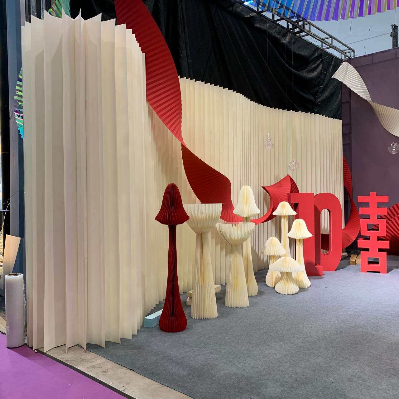 纸质拉伸折叠服装店直播间屏风背景隔断纸墙轻奢极简约风空间造型