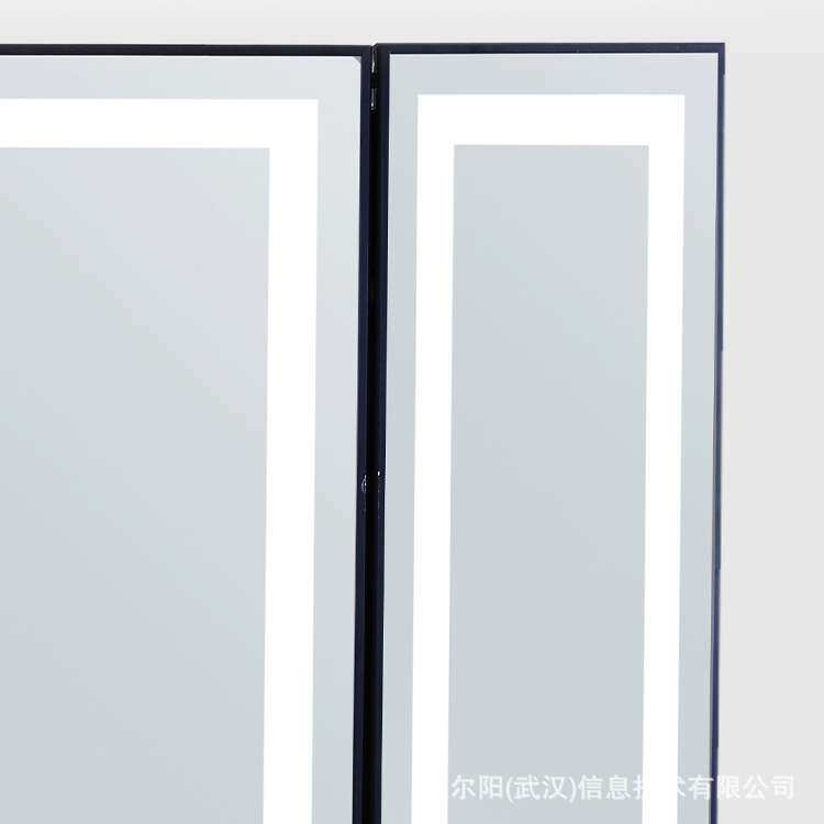 仿希岸酒店工程LED发光浴室镜磨砂方形拉丝黑+白光防水镜极简
