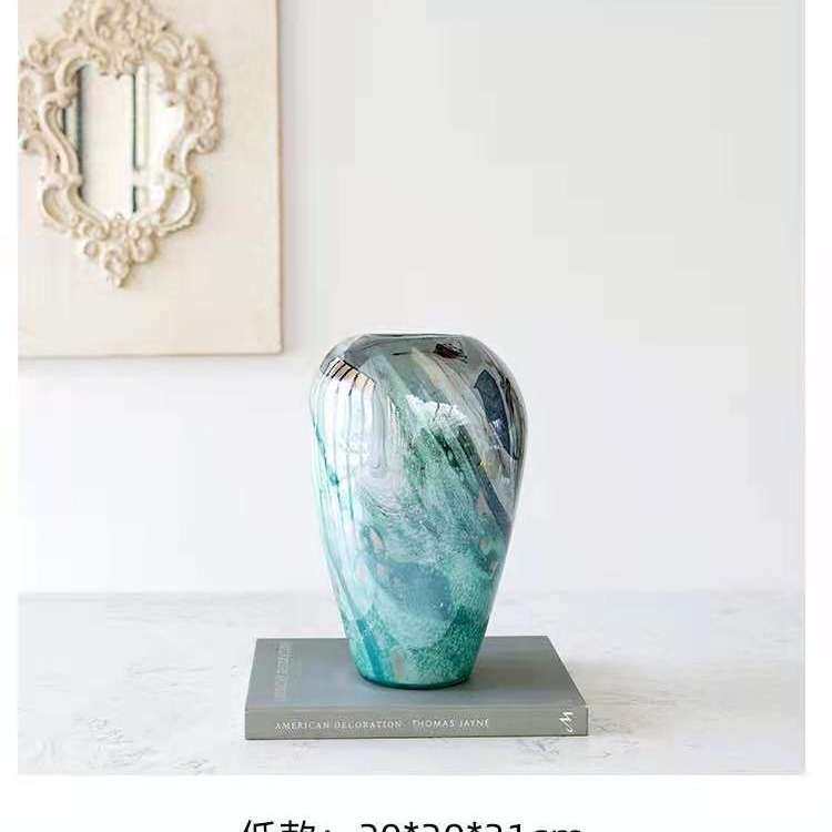 现代时尚玻璃花瓶摆件时尚软装家居客厅餐桌插花器饰品