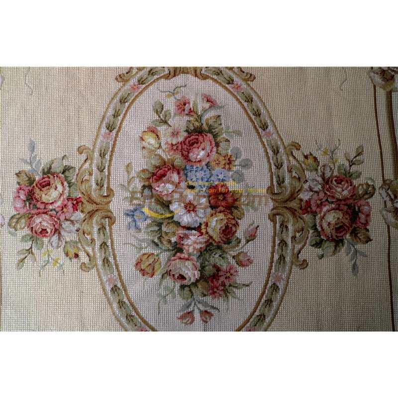 法式宫廷风真丝needlepoint地毯 圆形卧室奢华软装