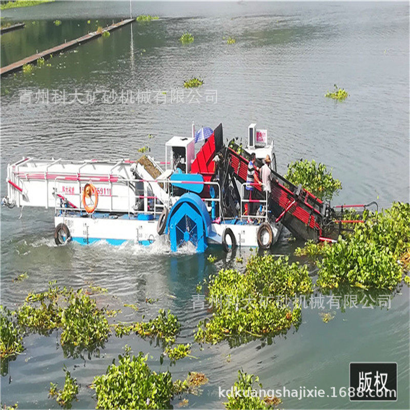 广东肇庆水库水葫芦打捞船水生植物水浮莲清票船割草船生产厂家