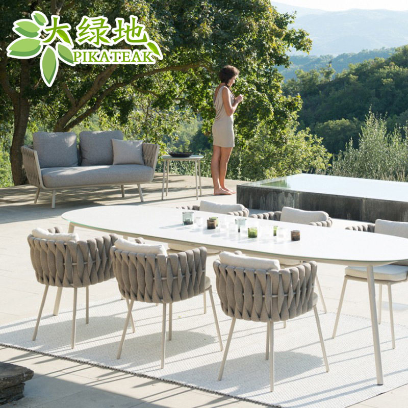 户外桌椅藤编餐椅设计师庭院花园家具客厅阳台露天休闲小餐桌组合