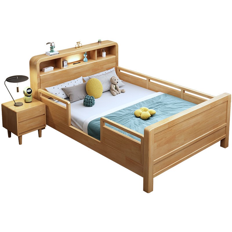 儿童实木床带护栏学生单人床1.0米小孩床1.5拼接床1.35小户型家具