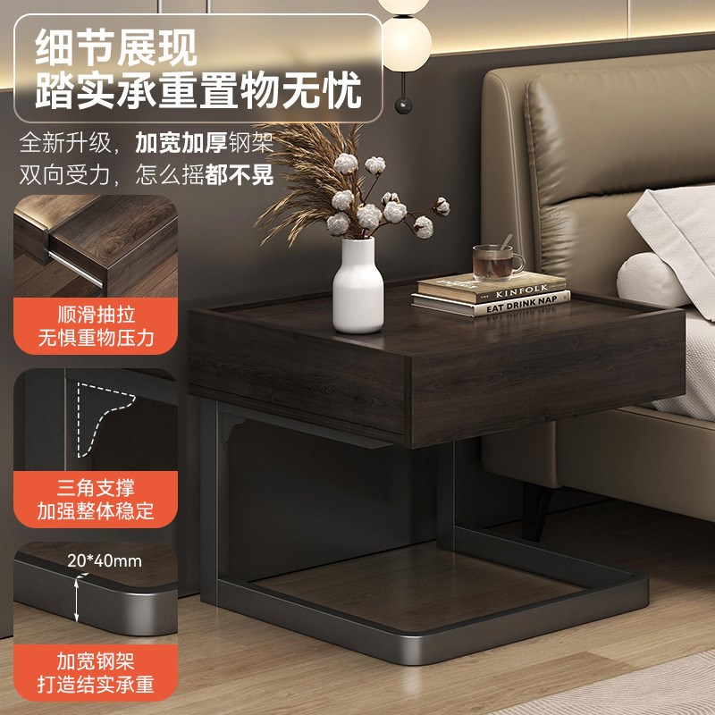 床头柜轻奢高级感卧室2025新款小众极简悬浮式酒店民宿用收纳柜子图片
