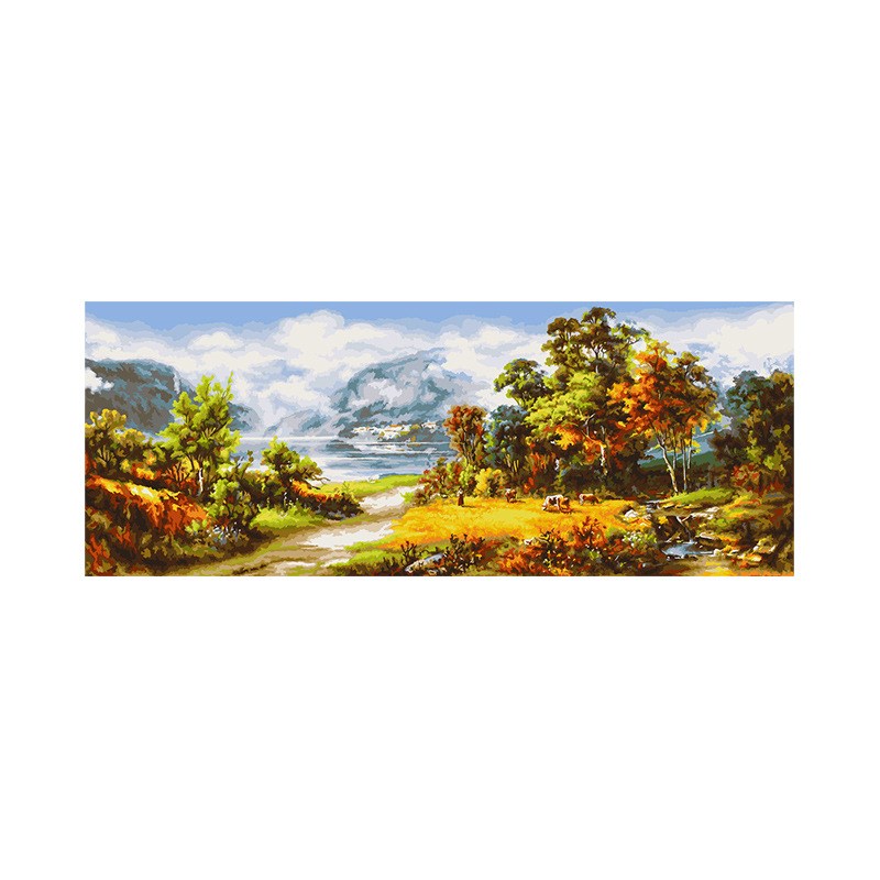数字油画客厅卧室装饰画手工填色风景油画沙发背景挂画