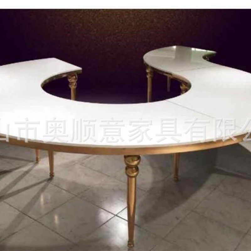 不锈钢婚庆家具 金色拼接Sv型O型婚庆大圆桌直径340厘米婚礼圆桌