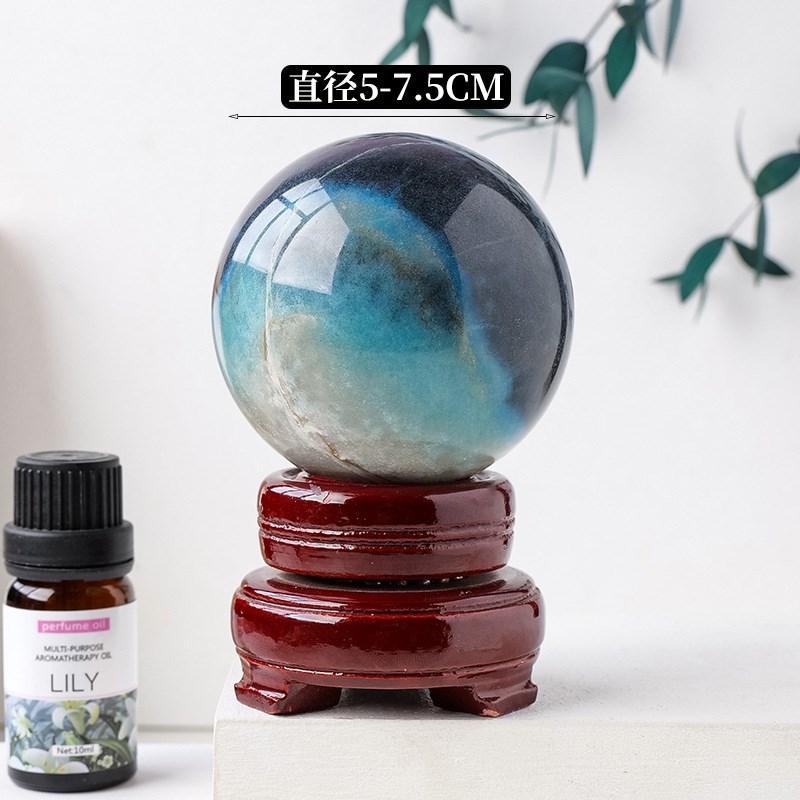 天然水晶石c水晶球 羟磷铝石原石打磨水晶球蓝晶石球家居装饰摆件