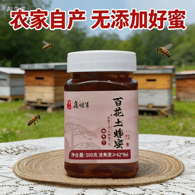 蜂蜜百花蜜天然真野生蜂巢蜜纯安徽土自产纯然纯纯蜜自然深山正宗