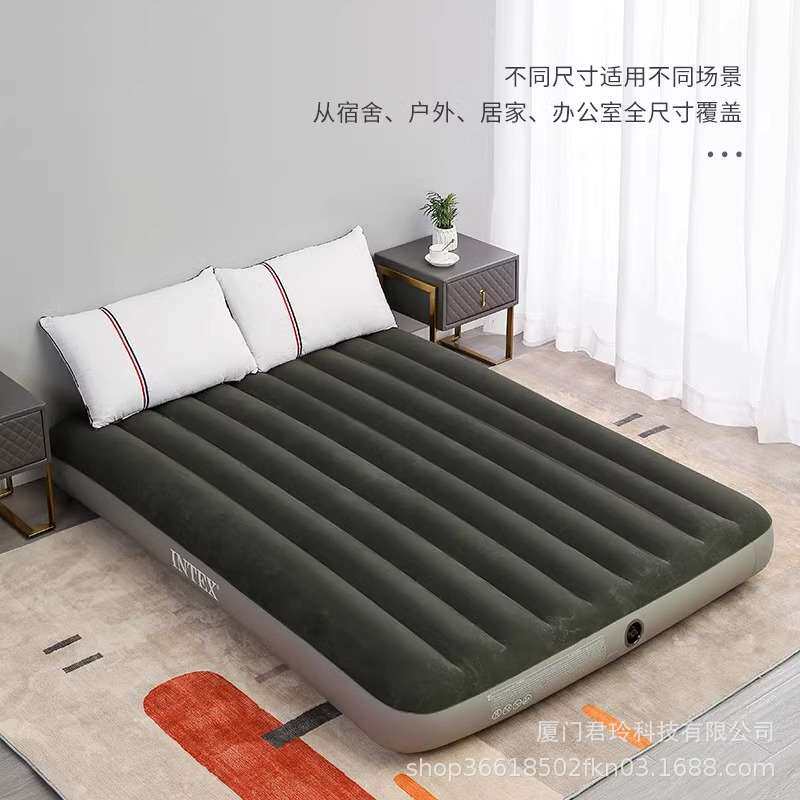 INTEX 64109 绿色加大双人植绒线拉空气床 气垫床 午休 野营床