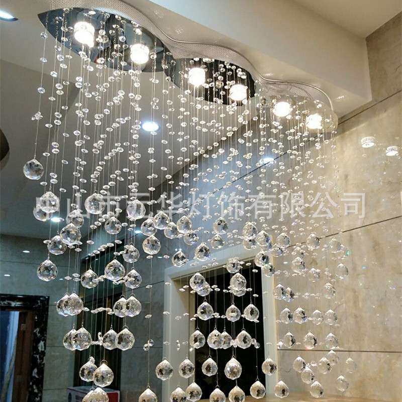 餐厅水晶吊灯酒店吧台水晶帘子灯客厅隔断玄关个性创意珠帘灯