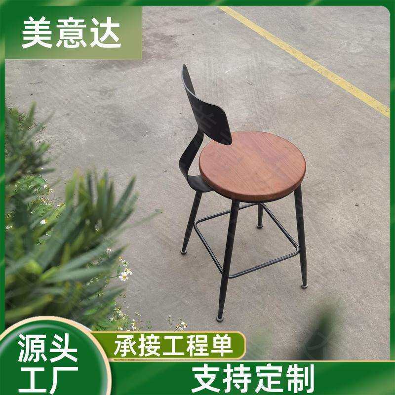 现代户外实木靠背椅 室外不锈钢休闲椅 露天庭院阳台洽谈桌组合