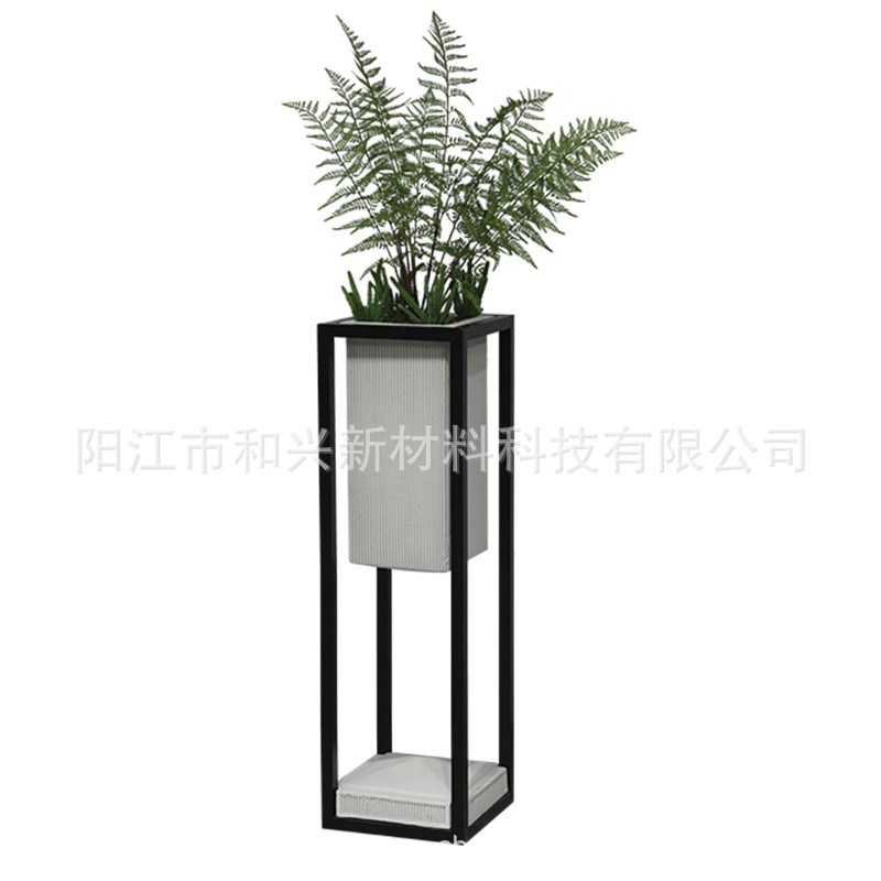 铁艺长方形条纹花瓶阳台造景绿植E花架室内落地组合玻璃钢花盆