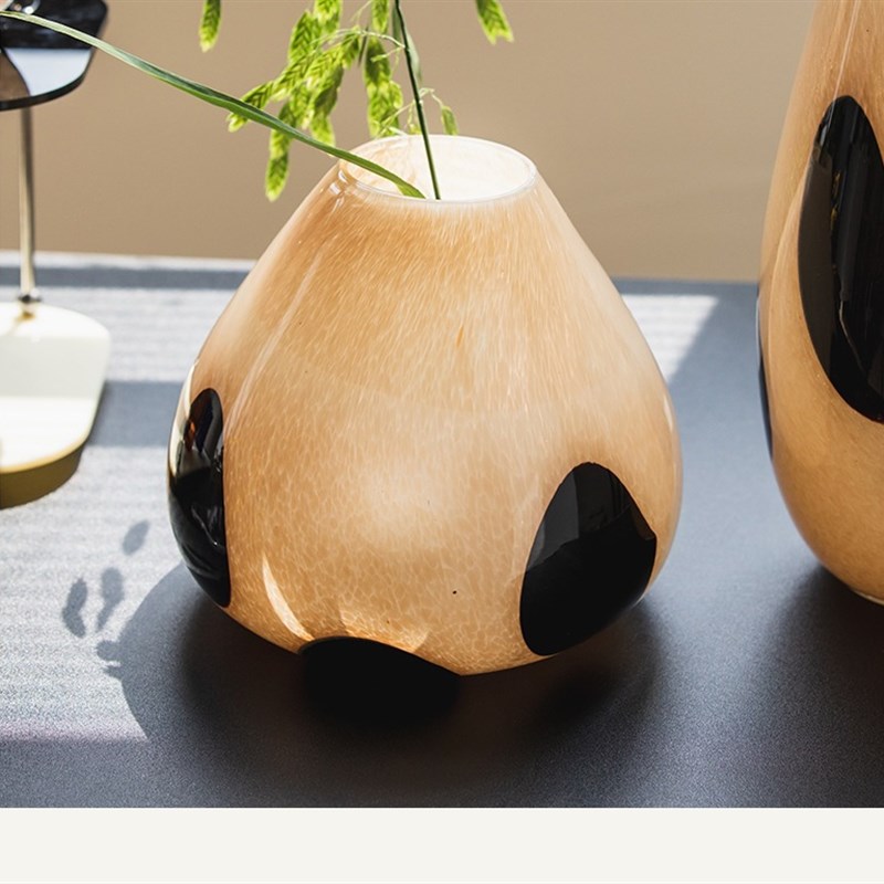 中古风拼色条纹琉璃花器 手工艺术装饰器皿插W花摆件鲜花瓶