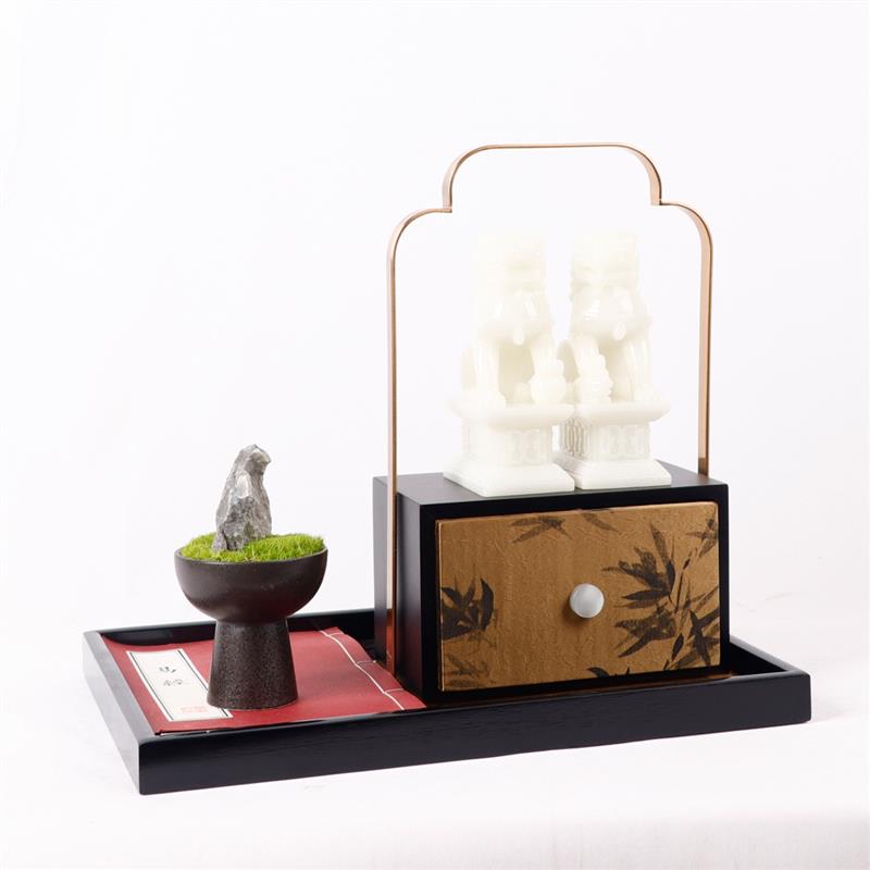 样板间摆件装饰品中古风套装组合玄关轻奢现代展厅绿植高级感软装