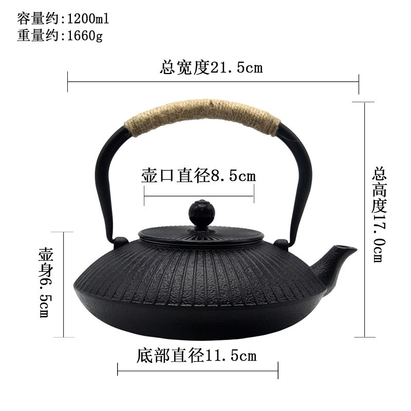 欧美外贸伞形茶壶 铸铁茶壶含滤A网 铁壶烧水泡茶家用日式铁壶茶