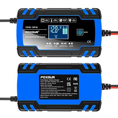 12V 24V 8A Motorcycle Car Pulse Repair Battery Charger UK EU