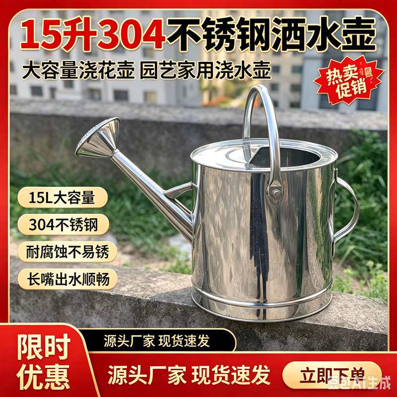 304不锈钢洒水壶5L10L喷壶浇水壶浇水壶浇花浇菜5升10升15升20升