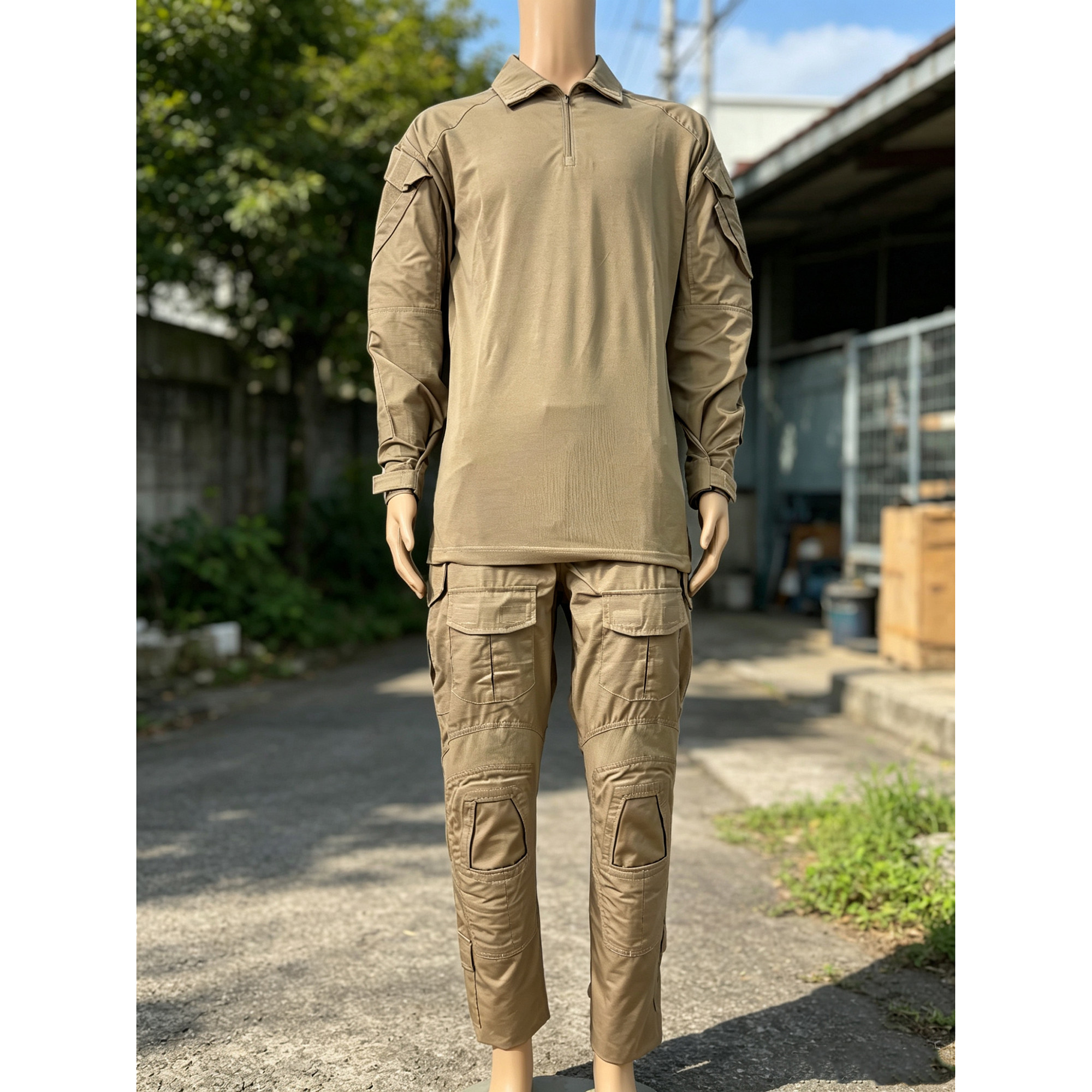 G3版型战术作训套装 50/50棉尼龙耐磨透气卡其色工装服+工装裤