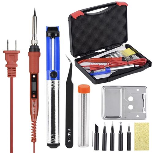 JCD 908S电烙铁套装80W 调温电烙铁塑料 工具盒套装 锡线胶盒套装