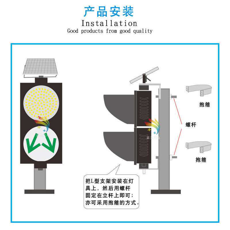 厂家供应太阳能黄闪分道灯 300型分岔路口警示灯 箭头提示信号灯