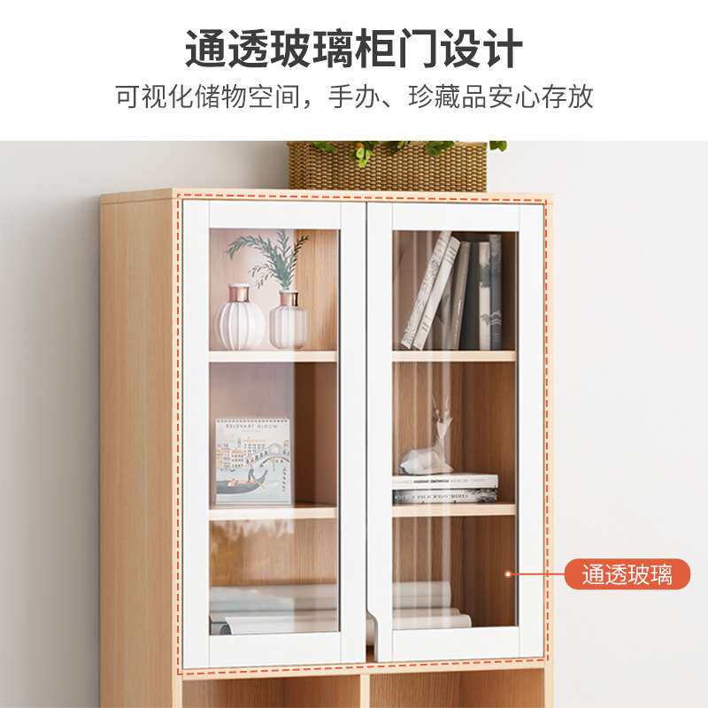 白色欧式长40/60/80宽30*183办公文件资料柜家用玻璃门储物柜书柜