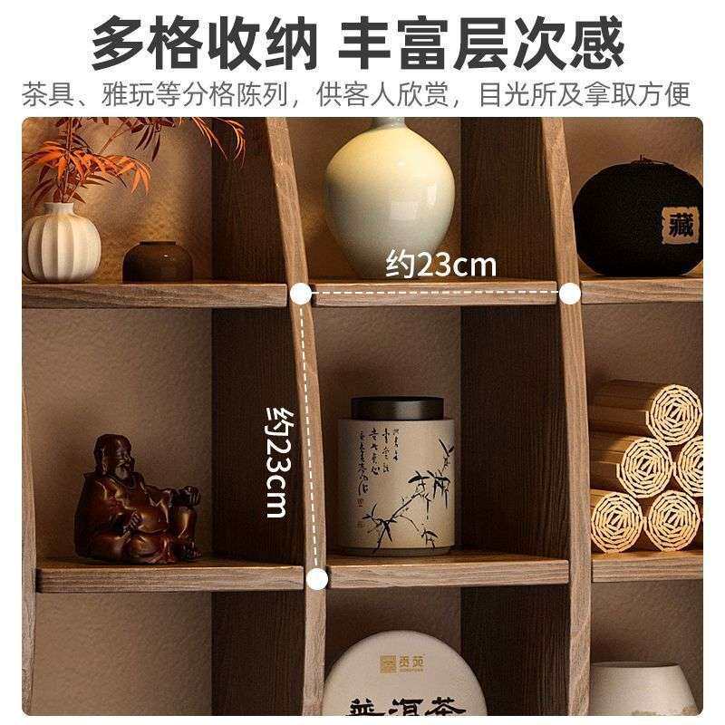 实木多格子置物架博古架墙上壁挂式多格收纳柜茶壶茶杯多宝阁架子