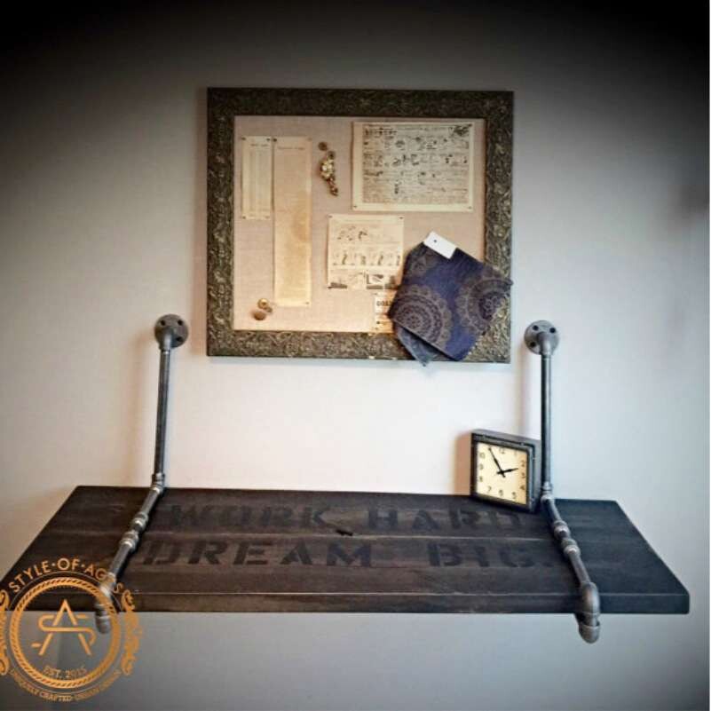 美式铁艺水管电脑桌 卧室书房家用壁挂书桌 简易连壁桌转角办公桌