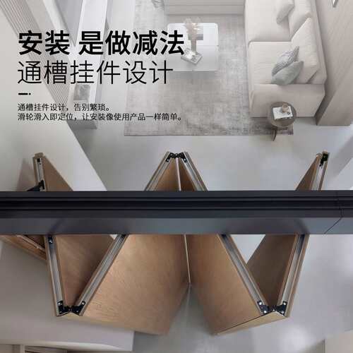 重型灵动折叠门五金配件隔断无下轨中折多门联动折叠门吊滑轨道