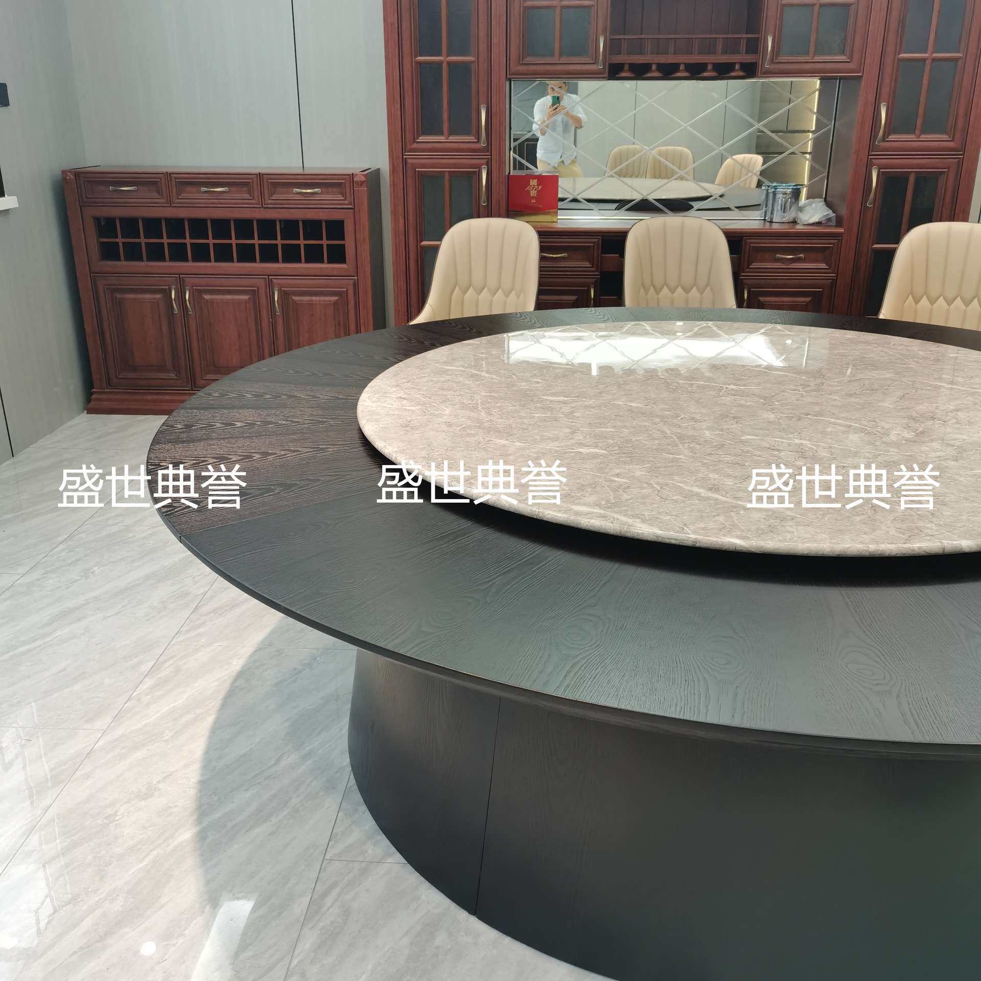 佛山专业生产酒店实木电动餐桌酒楼电动转盘餐桌海鲜餐厅轻奢餐桌