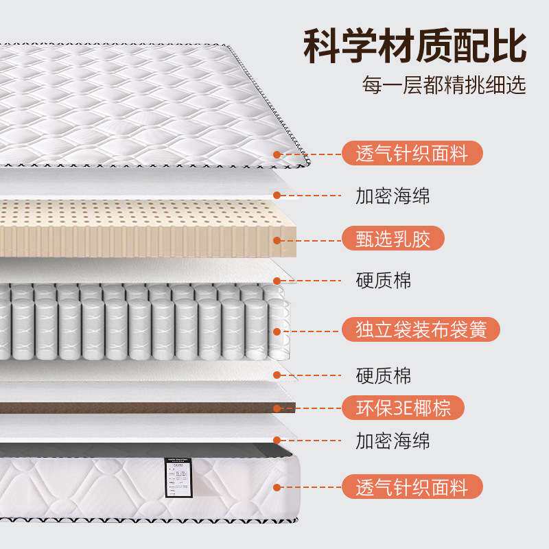 弹簧床垫家用20cm厚乳胶软垫双人卧室1.8米1.5m出租房椰棕硬垫子