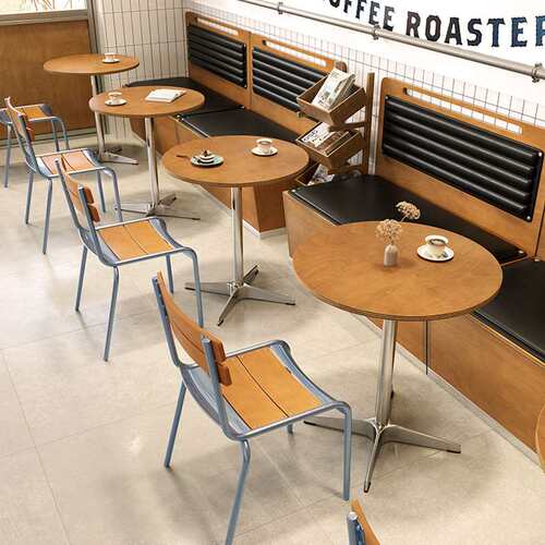 中古风海洋板桌椅组合奶茶店咖啡厅餐桌椅网红西餐厅卡座沙发商用