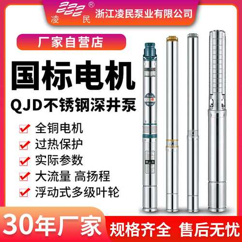 QJ130不锈钢潜水泵家用农田灌溉抽水泵单相离心泵高扬程深井泵
