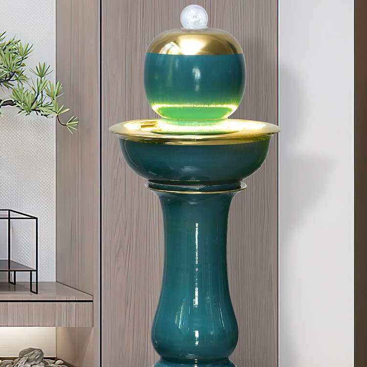 新中式创意喷泉客厅流水摆件循环水水系加湿器景德镇陶瓷景观
