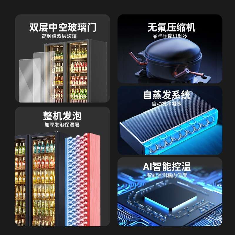 冷藏展示柜酒吧啤酒柜立式饮料冰柜跨境商用保鲜风冷冰箱 厂家