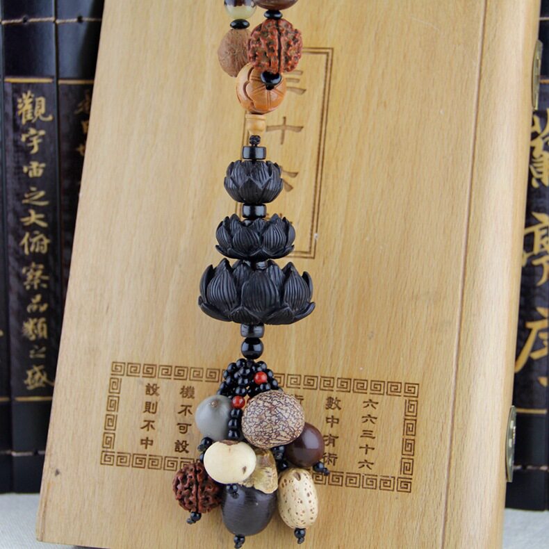乌木莲花车挂菩提子车挂车饰家居饰品挂件桃木车挂批发