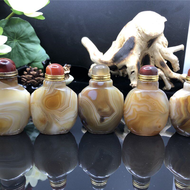 厂家 缠丝玛瑙满丝鼻烟壶 把把壶手把件