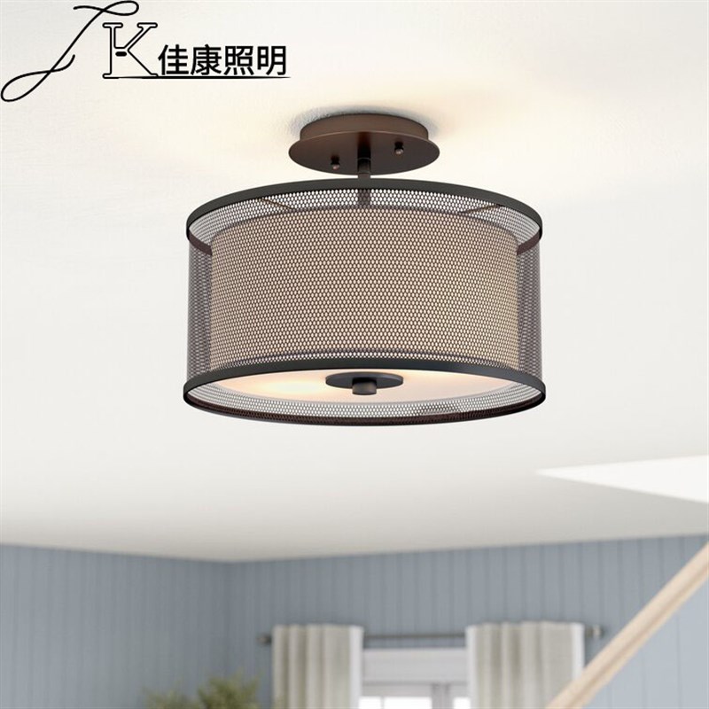 美式铁艺灯吸顶灯工业复古灯具枝形布艺圆形源头工厂灯具110V