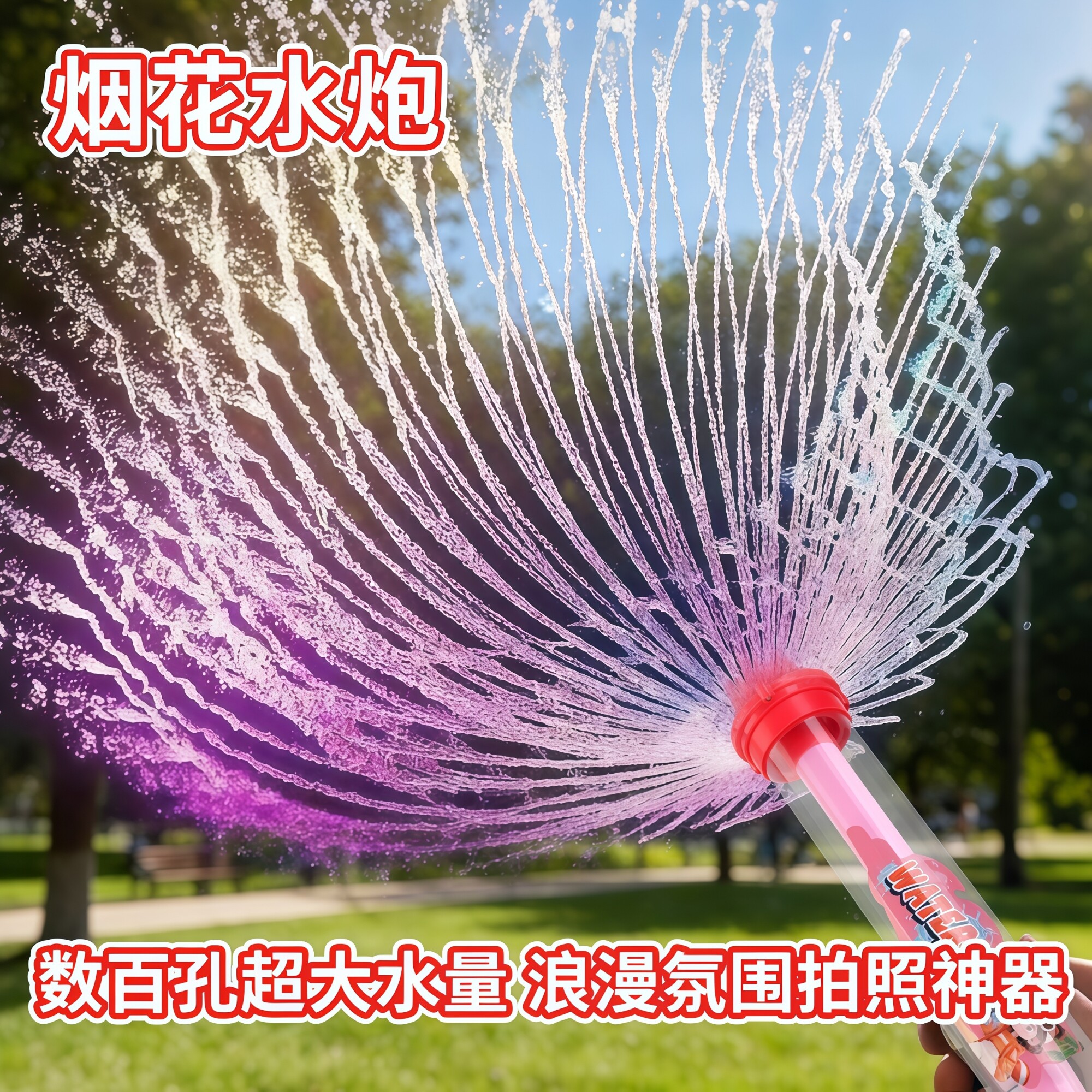双模式切换儿童抽拉式水枪网红烟花水炮多孔喷水沙滩泼水节玩具