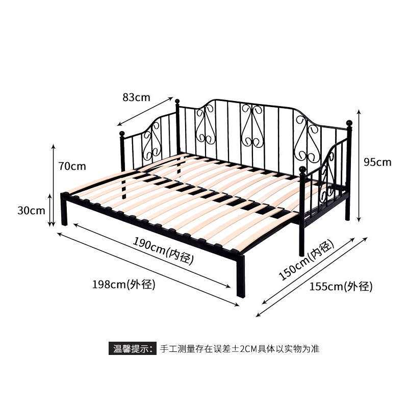 欧式铁艺沙发床折叠两用经济型可推拉床铁床简约单人沙发床小Q^l