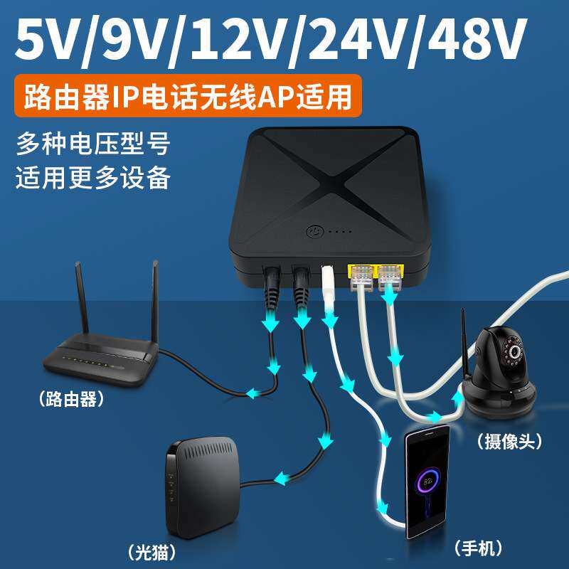 POE24V12V9V路由器电池光猫监控不间断电源续航miniups长续航