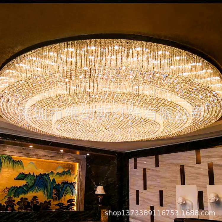 酒店大堂水晶吸顶灯售楼部沙盘工程大型灯具餐厅圆形大厅吊灯