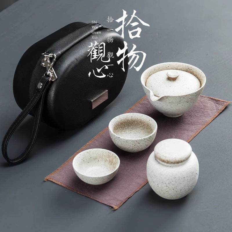 日式黑砂茶壶粗陶携快客杯办公便小行套户外rcz20231功旅夫茶具套