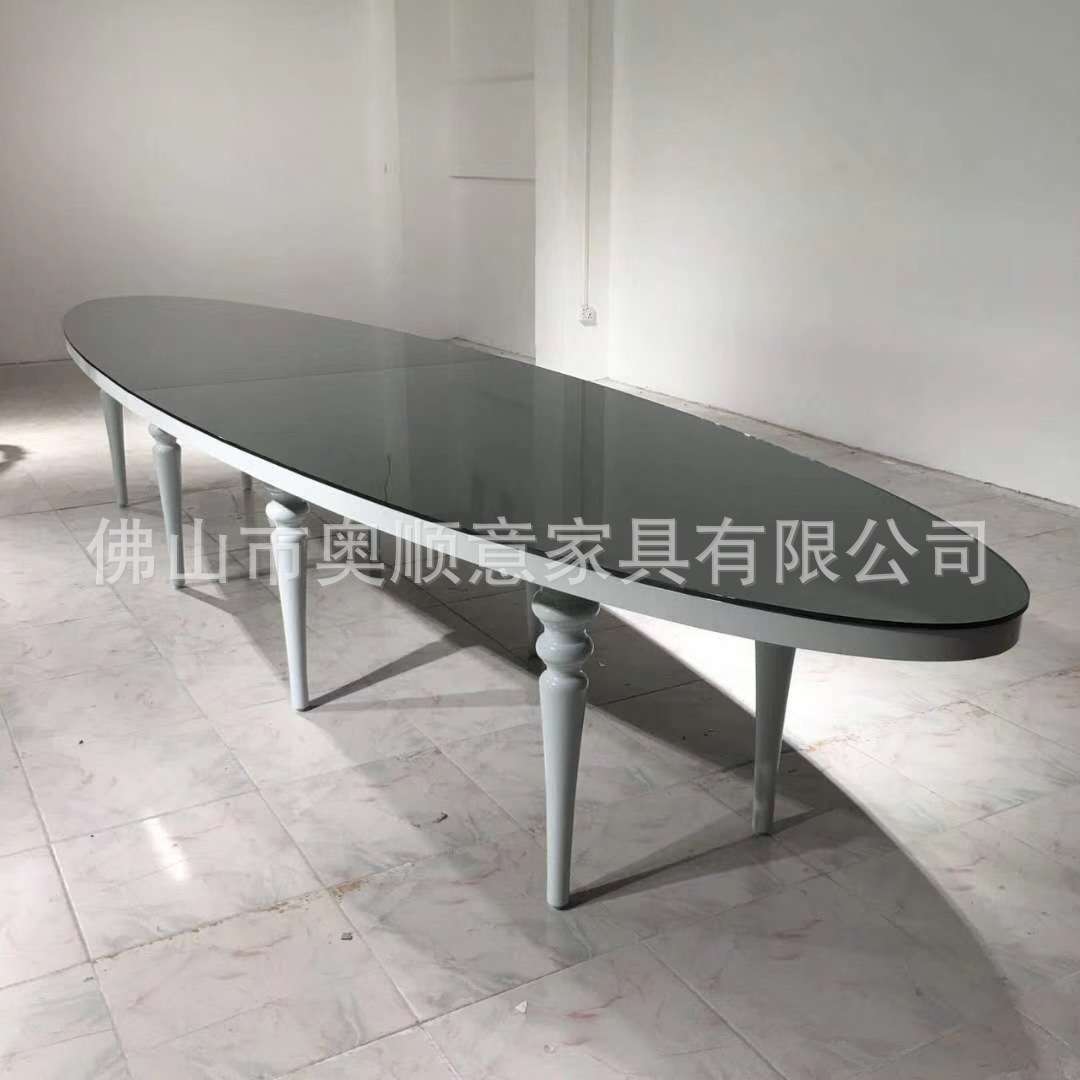 钢化玻璃桌椭圆形洽谈桌 接待会议桌子 婚庆派对用椭圆桌  可现做