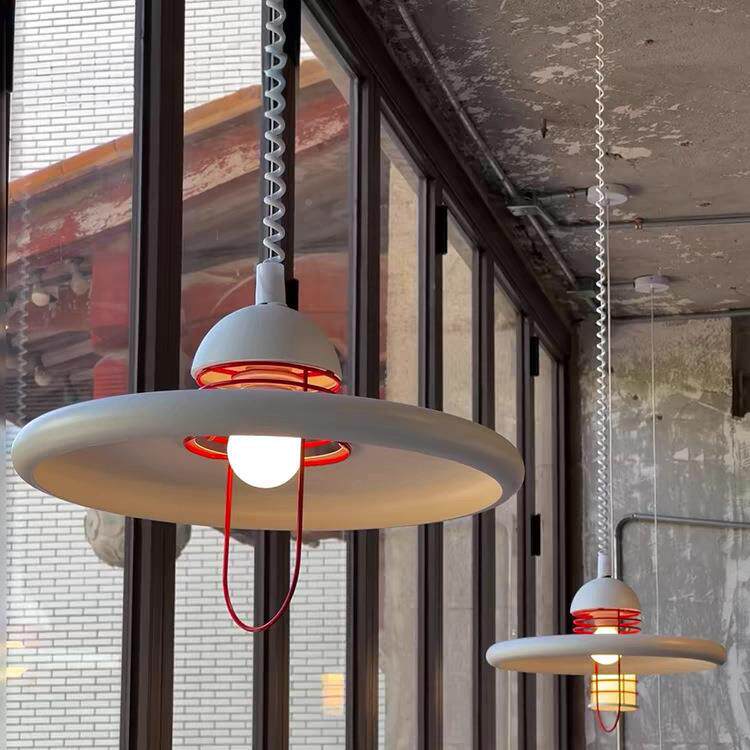 极简中古餐碟厅缩吊灯创意可伸吧北GXI欧设计师工作室岛台台红色