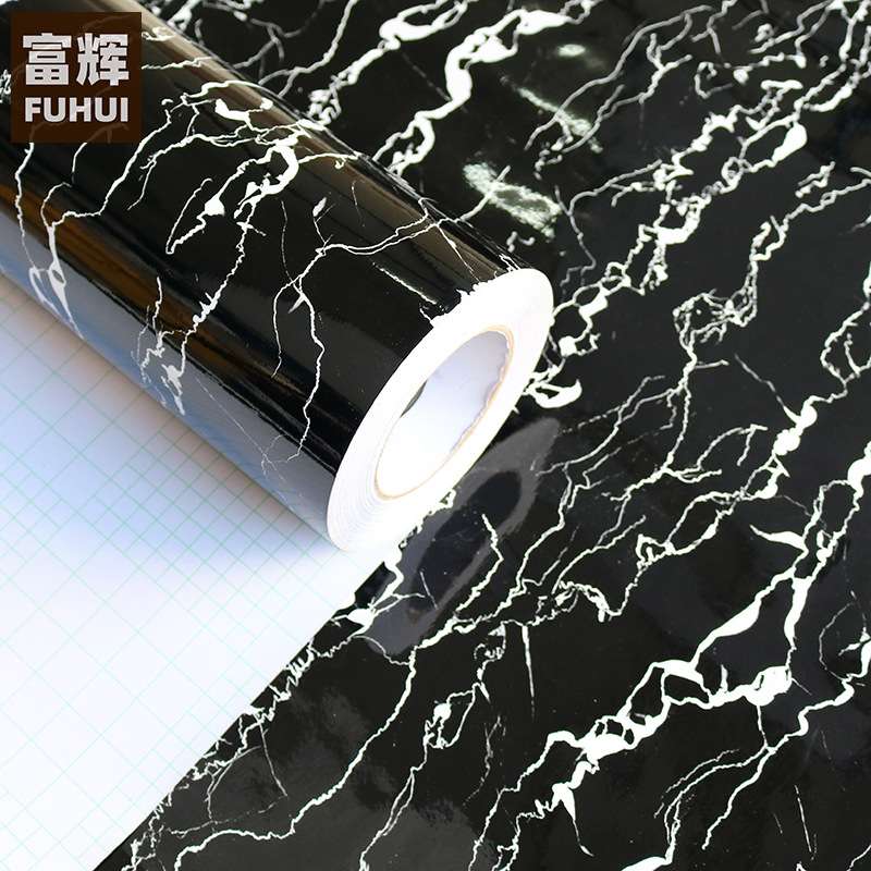 黑金刚自粘墙纸大理石PVC防潮防油灶台家具厨房柜卫生间防水壁纸