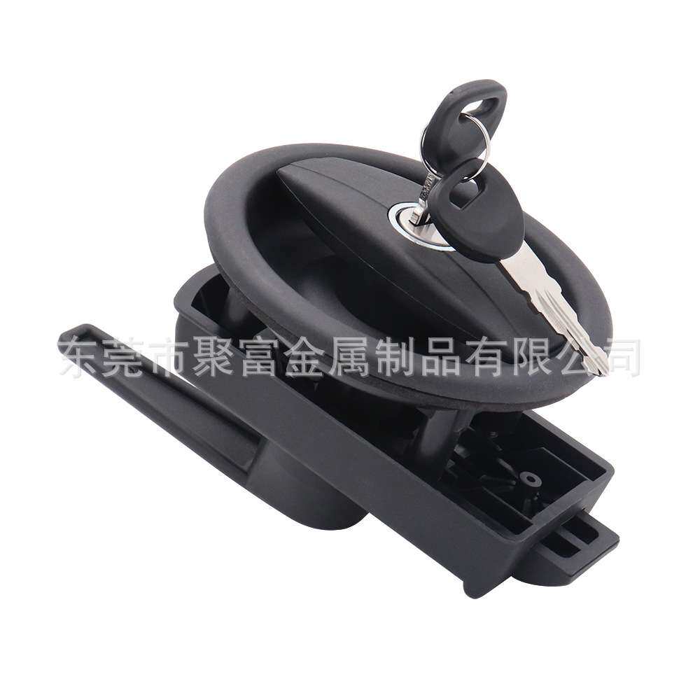S6232塑料壳圆形房车门锁隐形暗藏式门锁黑色汽车厕所门锁圆门锁