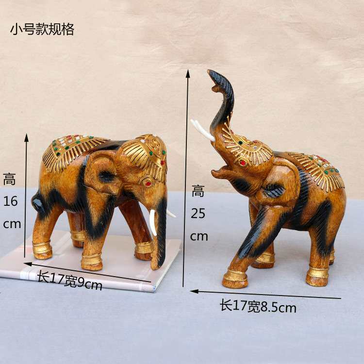 东南亚泰国工艺品摆件家居饰品实木雕刻玄关酒柜小象摆件