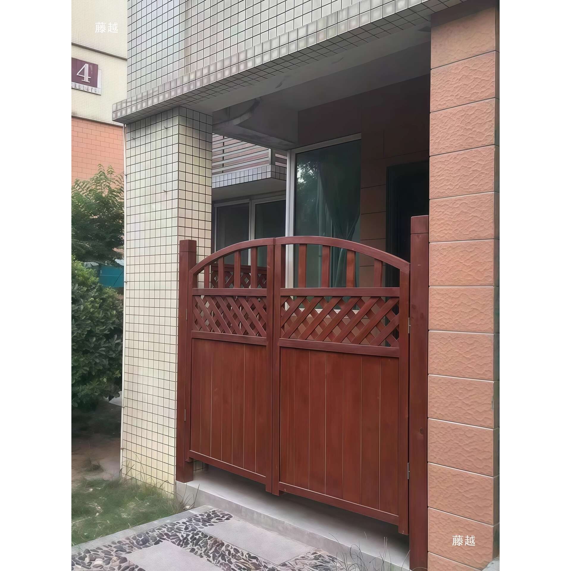 田园风防腐木门庭院民宿栅栏木栅栏法式半腰双开别墅花园围栏木门