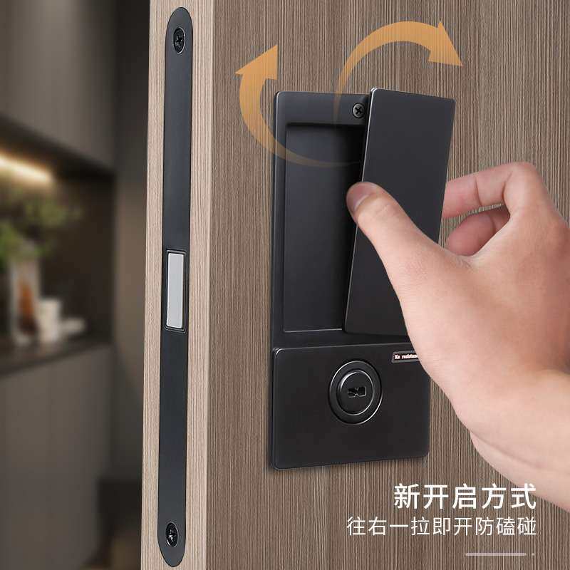 批卧室木门房门锁磁吸内嵌平开移门锁极简静音推拉无把手双面隐形